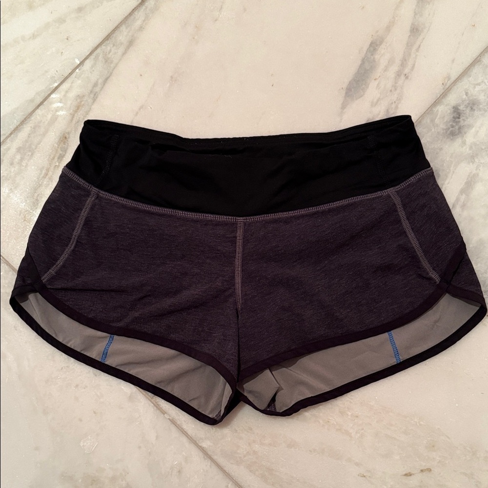 Lululemon Speed Short Size 4 Black Grey Blue
